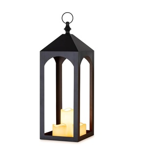 Candelabro de hierro de Metal negro alto moderno para interiores y exteriores, linterna de decoración navideña para el hogar para decoraciones festivas - Product Image 1