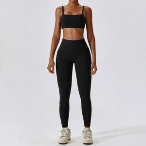 Conjunto Deportivo de Yoga, Conjunto de Entrenamiento con Sensación de Desnudo, Chándal para Mujer, Gimnasio, Push up, Fitness, Correr, Entrenamiento, Ropa Deportiva, Sujetador, Leggings, Traje - Product Image 6