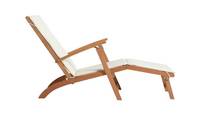 Tumbona Plegable Moderna y Resistente Natsum de Madera de Teca Sólida con Cojín Impermeable para Muebles de Exterior, Uso en Parques y Hoteles