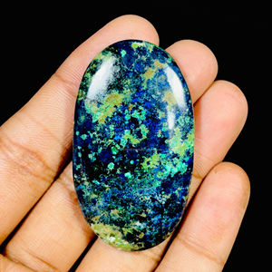 Hermoso cabujón de azurita Natural 100%, piedra preciosa suelta de grado AAA, excelente accesorio de joyería para hacer colgantes y anillos - Product Image 2