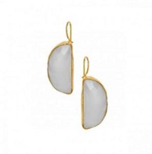 มาใหม่น้ำนม Chalcedony พลอย925เงินสเตอร์ลิงครึ่งดวงจันทร์รูปร่างต่างหู - Product Image 1