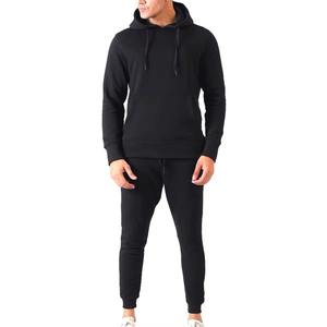 Cotton Polyester Gym Pullover <b>Hoodie</b> Plain Men's <b>Fleece</b> Tracksuit <b>Hoodie</b> and Matching Jogger Sweatpants - Product Image 1