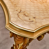 Table à manger rectangulaire de style baroque en bois massif sculpté, design italien haut de gamme, style rétro français.
