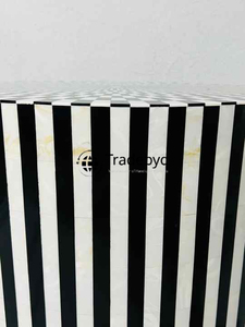 Taburete con incrustaciones de hueso de arte floral para hogares modernos o tradicionales Decoración de consola hecha a mano Acento elaborado por Tradebyd - Product Image 3