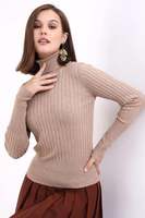 Suéter de Punto de Manga Larga para Mujer, Cuello Alto, Estilo Informal para Oficina, Suéter de Punto Cómodo, Venta al por Mayor