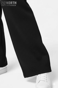 Ropa deportiva para mujer con logotipo personalizado, pantalones de chándal rectos de pierna ancha con cordón para correr, deportivos, informales, holgados, finos, de lana - Product Image 2