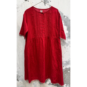 VESTIDO DE LINO MARI - Elegante Vestido Largo Color Carmesí con Mangas Abullonadas, Talla Grande, para Fiestas Formales, Ropa ODM, Logotipo Personalizable - Product Image 1