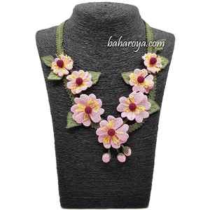 Nuray Kolye's Fashionable <b>Pink</b> İğne Oyası <b>Necklace</b> - Product Image 1