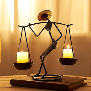 เชิงเทียนโลหะสีดำด้านสำหรับตกแต่งโต๊ะตกแต่งงานแต่งงานจากอินเดีย - Product Image 5