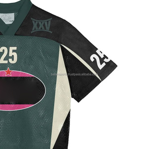 Camiseta de algodón 100% recortada de fútbol americano para mujer con estampado personalizado al por mayor para hombre Camiseta de malla de fútbol estampada holgada - Product Image 2