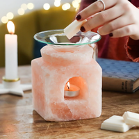 Brûleur de cire de sel de l'Himalaya et diffuseur d'huiles aromatiques avec lampe |   Lumière d'aromathérapie et de guérison de forme carrée pour le spa et le bien-être