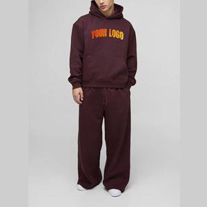 Temporada de invierno de gran tamaño Drop Shoulder Hoodie y Jogger Set Heavyweight Cotton Fleece Baggy Chándal para hombres - Product Image 4