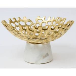 ชามเสิร์ฟและตกแต่งโลหะที่มีฐานหินอ่อนสีขาวขนาดและโลโก้ออกแบบได้ตามที่ต้องการ - Product Image 1