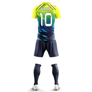 Conjunto de uniforme de fútbol con logotipo personalizado de alta calidad, pantalones cortos de uniforme de club de fútbol de poliéster Unisex, incluye nombre de sublimación verde - Product Image 3