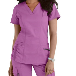Ensemble de gommage d'infirmière à col en V pour femmes uniformes médicaux à manches courtes pour le travail de chirurgie dentaire à l'hôpital vêtements de travail oraux en Spandex - Product Image 5