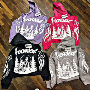 Enfoque personalizado invierno impermeable de gran tamaño Streetwear Paw Flame diseño algodón polar pulóver Sudadera con capucha - Product Image 4