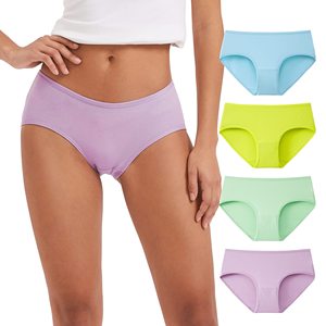 Culottes hipster en coton pour femmes, grandes tailles, sans couture, respirantes, tricotées, douces, confortables au quotidien, sous-vêtements, slips, couleur unie - Product Image 1
