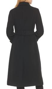 Manteau long d'hiver sur mesure, respirant, noir, grande taille, pour femmes, avec ceinture et boutons. - Product Image 5