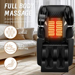 Fauteuil de massage complet, fauteuil de massage Shiatsu à gravité zéro, inclinable, rouleaux de massage améliorés, chauffage, airbags, rouleaux de massage pour les pieds, corps entier - Product Image 5