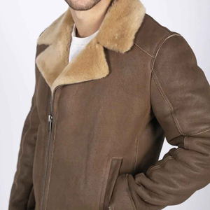 Vente en gros de blouson d'aviateur de haute qualité en laine véritable blouson d'aviateur d'hiver en peau de mouton en cuir véritable pour hommes - Product Image 4