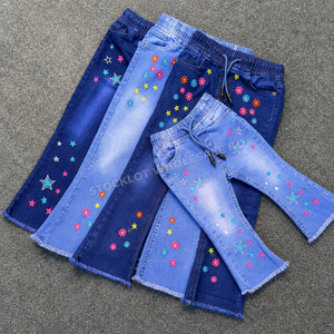 Wholesale Bangladesh Stock Lot Girls <b>Jeans</b> <b>Elastic</b> <b>Waist</b> Children Embroidered Denim Pants Cancelled Order Ready To Shipping - Product Image 6