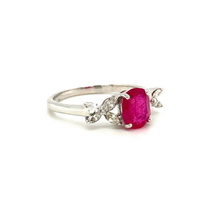 Anillo de compromiso de rubí Natural con diamantes para mujer, joyería elegante de oro blanco puro de 18K, regalos de joyería personalizados - Product Image 2
