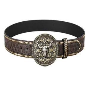 Ceinture d'outillage en cuir western pour hommes, conception personnalisée, entièrement rivetée, sculptée à la main, motif de panier, ceinture de cow-boy en relief, toutes tailles - Product Image 6