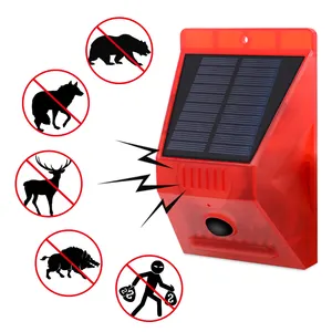 Solar Alarm Night Light Motion Sensor Outdoor Detector Lamps 129db Sound Warning Waterproof for Farm Yard Fence