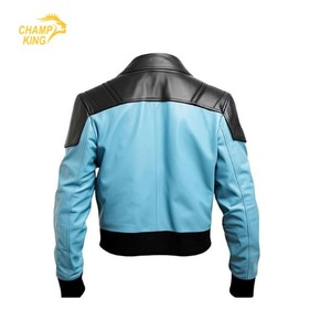 Blouson en cuir de moto de style vintage de haute qualité avec doublure en fausse fourrure, boutons et fermeture éclair Luxel, approvisionnement ODM - Product Image 2
