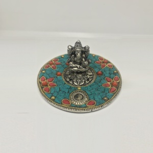 Ganesh-Cono de incienso redondo de plata, soporte de Metal de alta calidad (plata) - Product Image 1