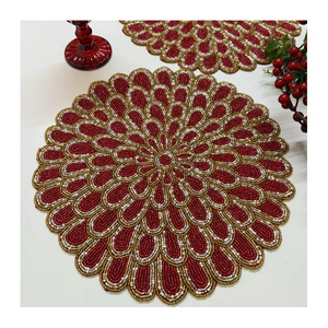 Hot Selling 2026 Handmade Beaded Placemat <b>Christmas</b> handmade beaded place <b>mat</b> Dining Placemat for LuxuryTable Settings - Product Image 4