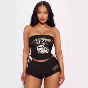 <b>Women's</b> Two-Piece Graphic Print Sports Outfits T-Shirt and Biker Shorts with Sweat <b>Suits</b> for Workout and <b>Leisure</b> - Product Image 5