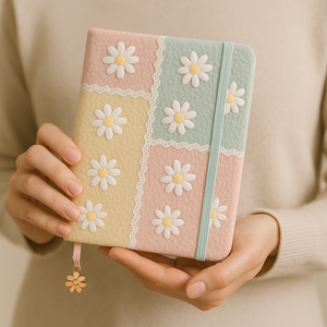 Cuaderno LABON con Bordado de Margaritas en Patchwork, Diario Esponjoso en Colores Pastel con Borde de Encaje y Adorno de <span class=keywords><strong>Flores</strong></span>, Papelería Kawaii A5 - Product Image 5