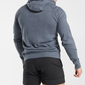 เสื้อมีฮู้ดสำหรับยิมของผู้ชายเสื้อสเวตเชิ้ตออกกำลังกายผ้าฝ้าย100% แบบกำหนดเองพร้อมโลโก้นูนสีขาว - Product Image 5