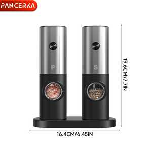 PANCERKA Juego de Molinillos de Pimienta Eléctricos con Luz LED, de Una Mano, con Encendido de un Botón y Grosor Ajustable, Juego de 2 Piezas - Product Image 4