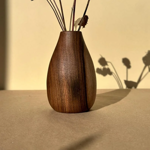 Vase à fleurs en bois naturel, décoration en bois minimaliste artisanale pour les intérieurs modernes - Product Image 4