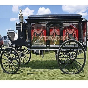 Carruaje de caballos funerario clásico a la venta, último carro de caballos para ceremonia fúnebre, carro de caballos funerario negro - Product Image 1