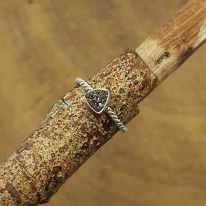 Trillion Shape Raw Top <b>Titanium</b> Druzy Gemstone Handmade 925 Sterling Silver Stacking <b>Rings</b> Fine Dainty Wedding Diamond Pearl - Product Image 1