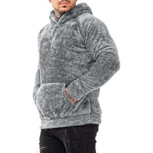 Custom Logo Pullover Hoodies Men <b>Thick</b> <b>Fleece</b> Heavyweight Sherpa Faux Fur Lined Latest Design Embossed Printing French Fabric - Product Image 4