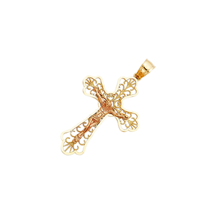 14K dos tonos chapado en oro Cruz religiosa encanto deslumbrante diamante corte crucifijo joyería fina para todos los niños con tema Cristiano - Product Image 2