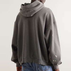 Custom Design High Quality 100% Cotton Winter <b>Pullover</b> <b>Men</b> Distressed Hoodies Solid Casual Plus Size - Product Image 3