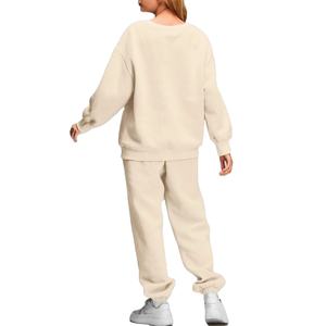 Survêtement Streetwear surdimensionné unisexe en molleton de coton épais respirant et solide ensemble de pantalons de survêtement à capuche tenue d'hiver décontractée 2-en-1 - Product Image 5