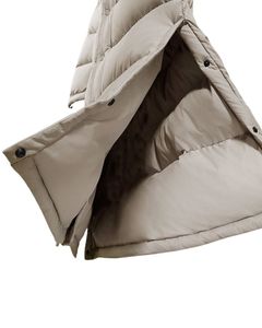Veste longue matelassée beige personnalisée, style doudoune d'hiver à capuche, manteau chaud et épais, vêtements d'extérieur isolés, fabricant OEM personnalisé - Product Image 6