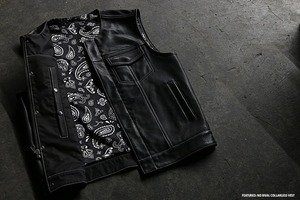 Chaleco de motociclista estilo Club de cuero negro para hombre con cremallera de doble cierre y broches Chaleco de cuero para motocicleta Chaleco de cuero - Product Image 4