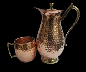 Carafe en cuivre de haute qualité Carafe à boire en cuivre avec couvercle pour hôtel Restaurant Carafe à eau en métal cuivre pour vente chaude en provenance d'Inde - Product Image 5