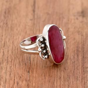 แหวนทับทิม925แหวนเงินยาวรูปไข่วงแหวนของขวัญลายเส้น - Product Image 4