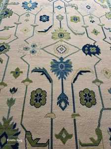 Tapis Oushak noué à la main de style traditionnel de haute qualité 9x12 laine et soie brodées pour la maison et les hôtels pour la prière - Product Image 5