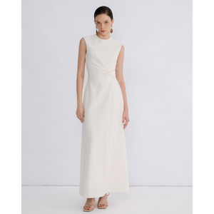 Best-selling 2024 A-line Midi Dress <b>for</b> <b>Womens</b> Round Neck YURI TWIST MIDI DRESS White Sand Jacquard Fabric WHITE ANT Vietnam - Product Image 1