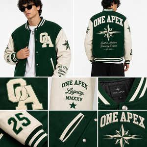 Custom <b>Men's</b> Beige Brown Varsity <b>Jacket</b> Wool Body PU Leather Sleeves Chenille Embroidery Letterman <b>Baseball</b> <b>Jacket</b> OEM - Product Image 6