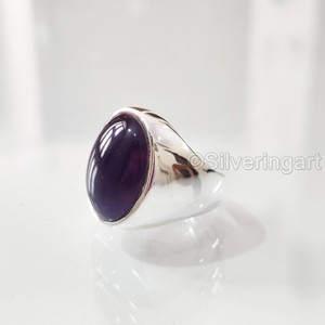Anillo de Plata de Ley 925 con Amatista Natural para Hombre, Piedra de Nacimiento de Febrero, Todas las Tallas, Regalo de Boda Árabe, Venta al por Mayor - Product Image 2